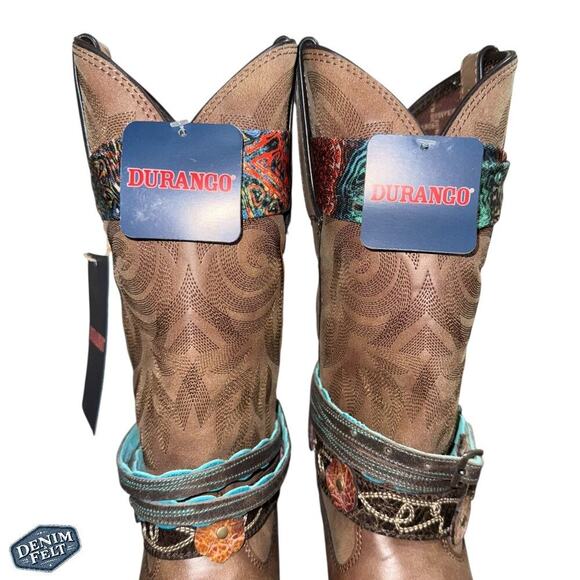 DURANGO Women’s Brown Removable Accessorized/Belted Western Cowboy Boots | NEW - Picture 9 of 16